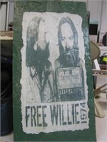 15" free willie print on wood