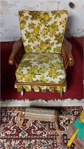 Vintage wood rocker w/footstool