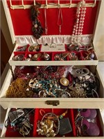 Large Jewelry Box w/Contents  13 x 8 x 5"