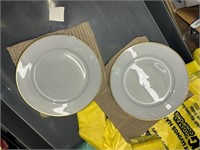 2 white plates with gold trim 7.5" for embossing