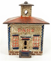 Antique Cast Iron Bank Building Bank