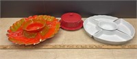 2 Ceramic Snack Sets & Cheese Keeper. NO SHIPPING