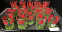 18 Vintage Floral Tulip Juice Glasses.