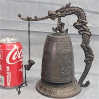 Asian bronze bell, Dragon figure post bell