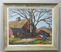 STANLEY WOODWARD OIL PAINTING OF THE RED BARN