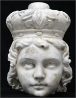 CARVED MARBLE HEAD OF A ROYAL PRINCE