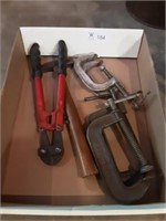 C-Clamps, hammer and bolt cutters