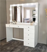 Vanity Makeup Desk with Mirror, White