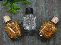 GOLD AND SILVER FLAKES IN BOTTLES ROCK STONE LAPID