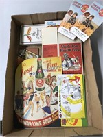ADVERTISING ITEMS, POSTCARDS, CEREAL BOX