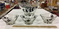 Chip & dip glass bowls set
