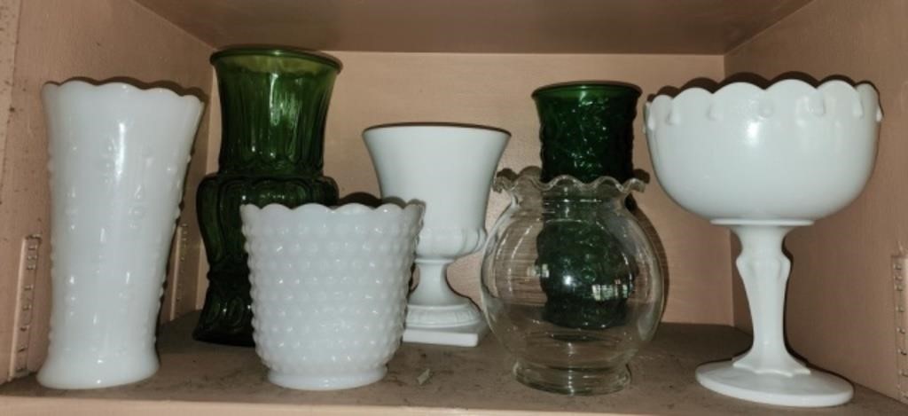 Estate lot of misc vintage glass vases