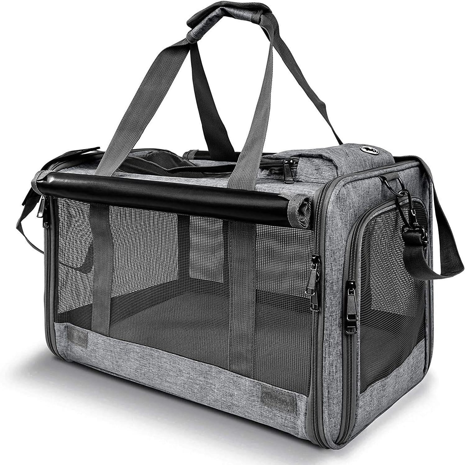 GAPZER Large Cat Carrier  Soft-Sided  Grey