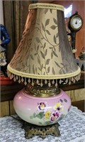 Pink lamp with cloth shade