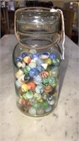 Telephone Fruit jar filled with vintage marbles