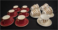 Two sets of English coffee cups & saucers