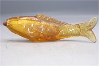 RUSSET YELLOW 'CARP FAMILY'AGATE SNUFF BOTTLE