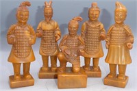 5 'IMPERIAL WARRIOR' YELLOW SOAPSTONE TENWAN SEALS