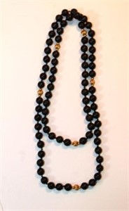 14kt yellow gold Black Onyx Endless Bead Necklace