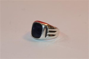 .925 Sterling Lapis Ring featuring bezel set