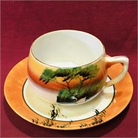 Handpainted Teacup & Saucer (Vintage)