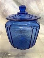 Blue Glass Biscuit Jar