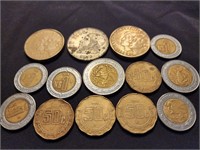 Group of Mexican coins.  1980's and 1990's.  Look
