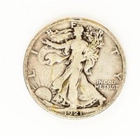 Coin Scarce 1921-D Walking Liberty Half Dollar-F