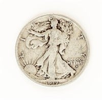 Coin Scarce 1917-S(Obv) Walking Liberty Half $$-F