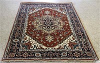 Indo-Serapi Carpet Rug with Rust Field  2276