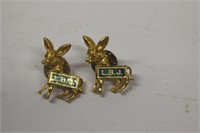 Two LBJ Democratic Donkey Pins
