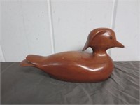 Beautiful Glass Eyed Wooden Duck Marked J.A. Ross