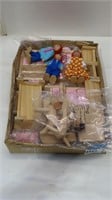 wooden peg dolls and doll house furniture