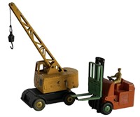 TWO DINKY TOY CRANE AND FORKLIFT
