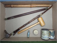 FLUTES, DECORATIVE SHOE HORN & CANISTERS