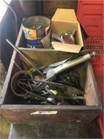 Wooden Box, Bolts, Shears, Misc Items