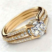 Elegant Promise Ring 18k Plated Paved Shining Zir0