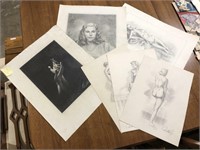 GROUP OF MAINLY NUDE & FEMALE PENCIL SKETCHES