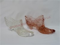 Pink Fenton Shoe & Unmarked Daisy & Button Shoe