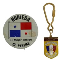 Panama Defense Force Noriega Button and Key Chain