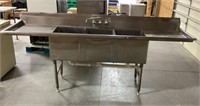 Stainless steel 3-compartment sink-