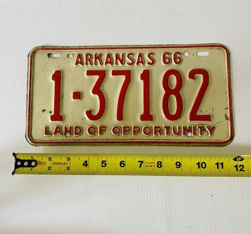 1966 Arkansas "Land of Opportunity" License Plate