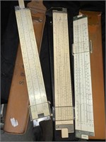 3 VINTAGE SLIDE RULERS W/ CASES