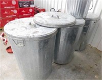 4-galvanized trash cans