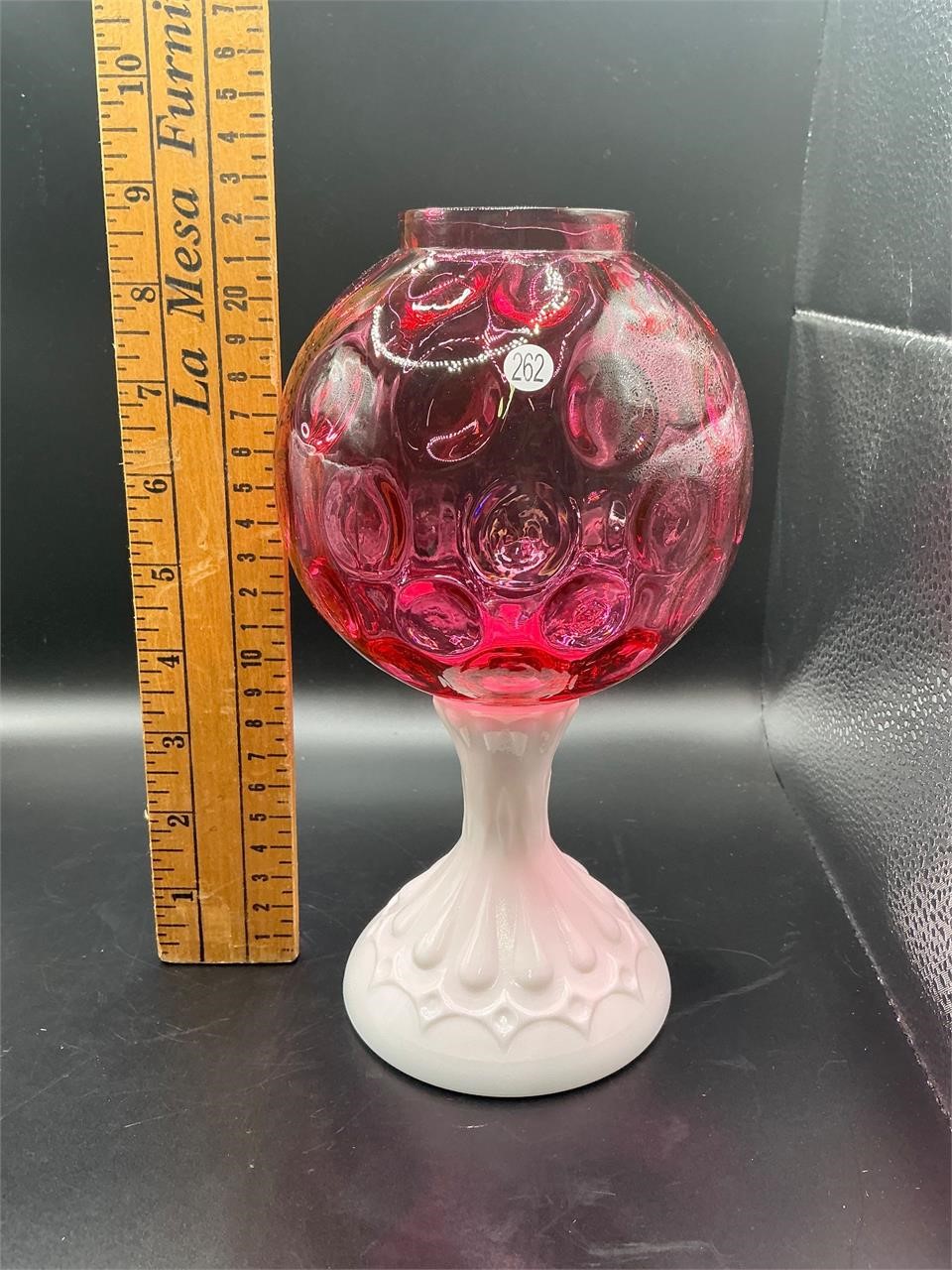 Cranberry Fenton CoinDot Vase