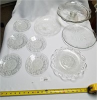 9 Piece Decorative Glass Plates & Saucers
