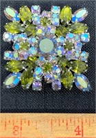 EXCELLENT SHERMAN MULTI-COLORED STONE BROOCH