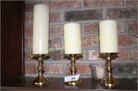3 brass candle stands