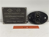 2 x Railway Plaques Inc. German Plaque of