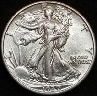 1939-S Walking Liberty Silver Half Dollar Unc
